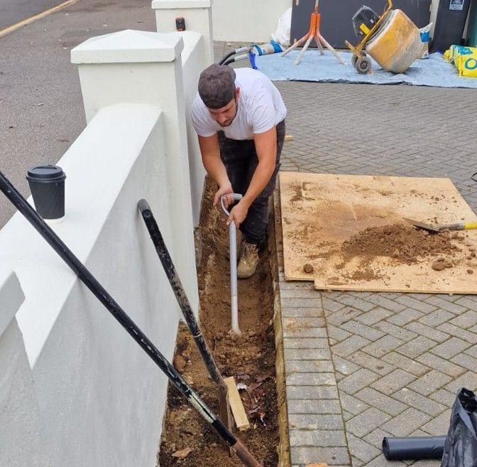 Digging trench for installing the supports for the  electric gate