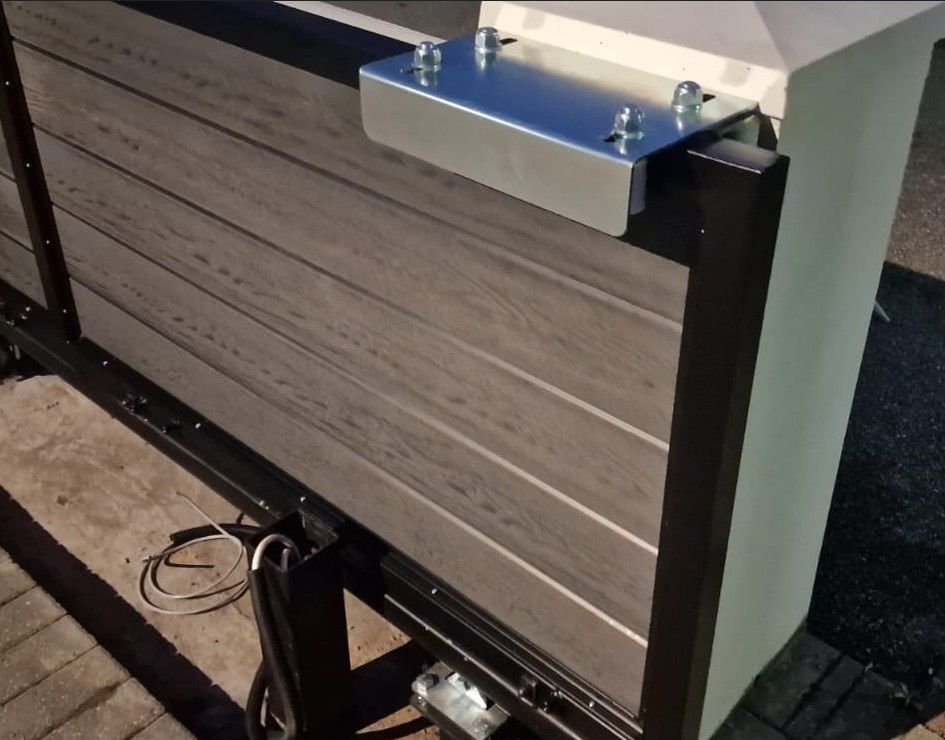 close up of the support runners for the electric sliding gate