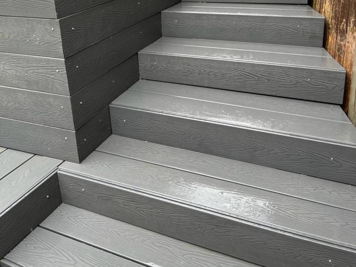 Composite Gates UK grey composite decking steps