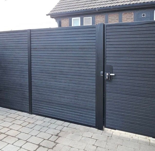 Composite Gates UK anthracite grey composite fencing with matching composite gate Preston