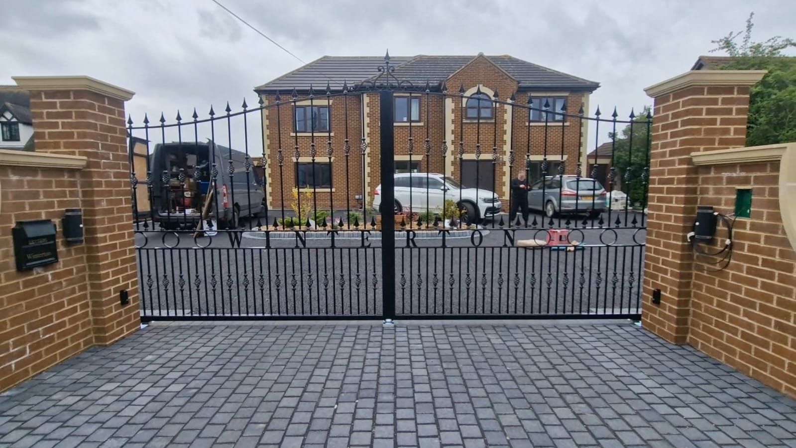 Composite Gates UK metal driveway gates with house name included