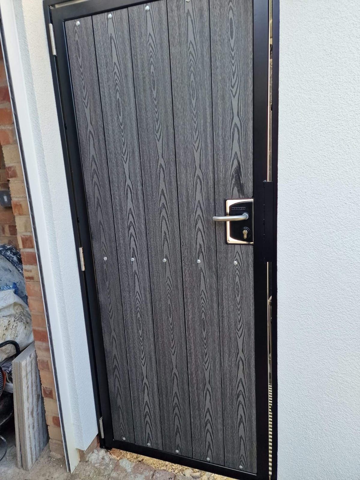 Composite Gates UK grey composite garden gate fitted