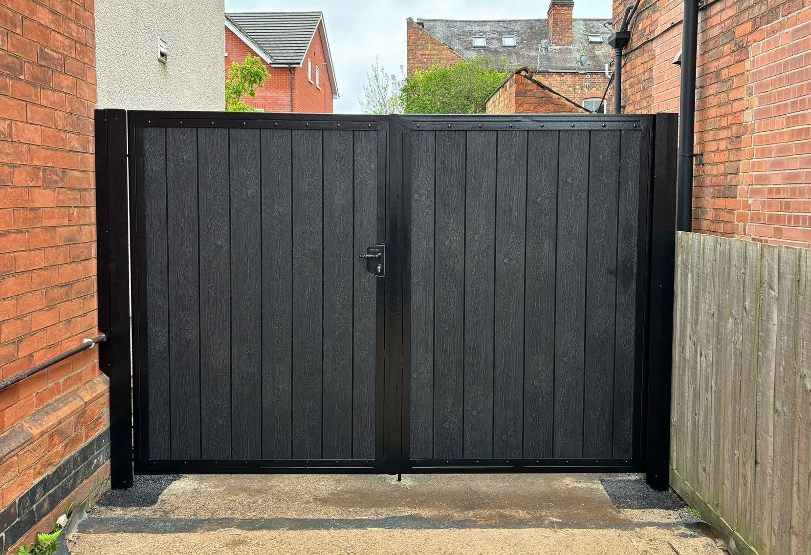 Double 6 foot grey composite driveway gates