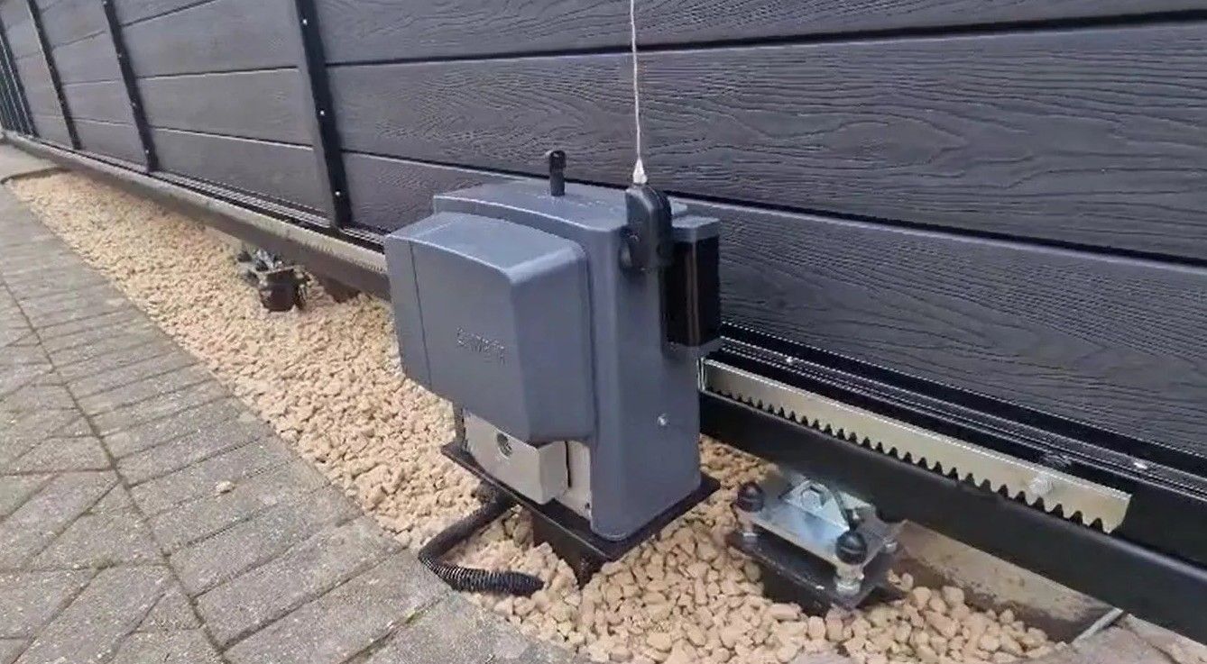 Installed electric sliding gate motor for composite sliding gate in Basingstoke