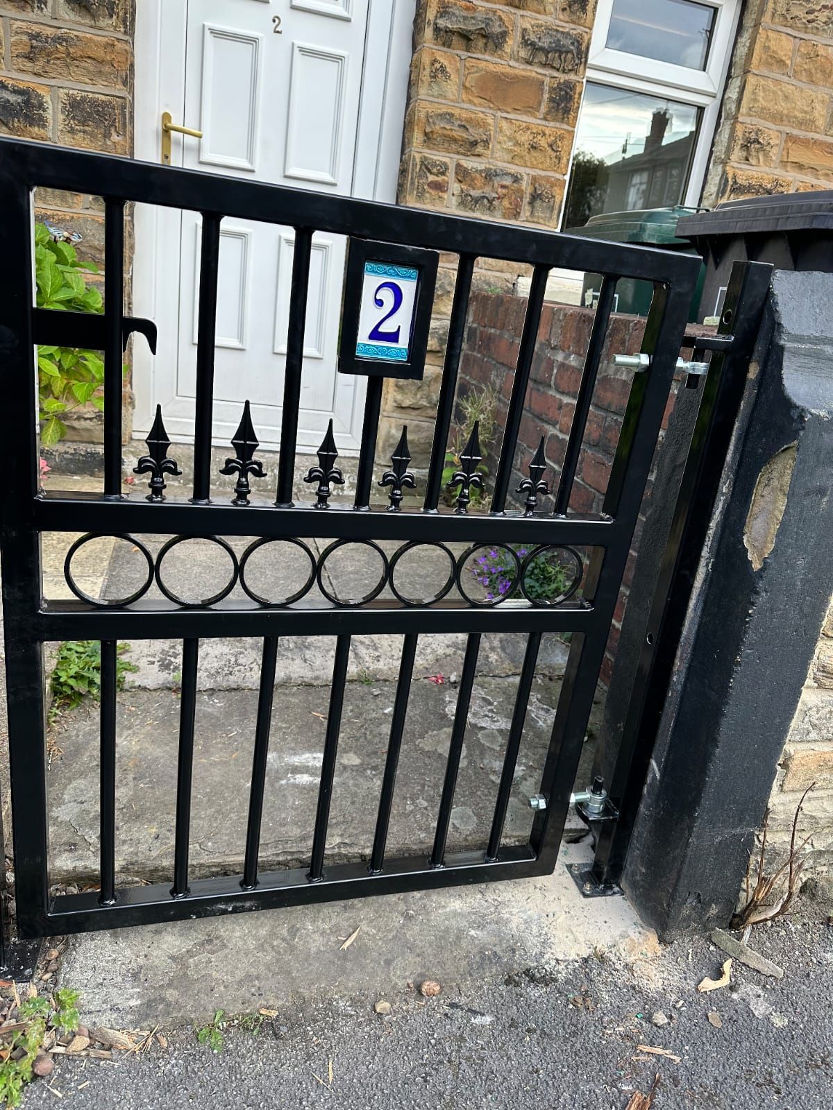 Composite Gates UK metal gate with house number