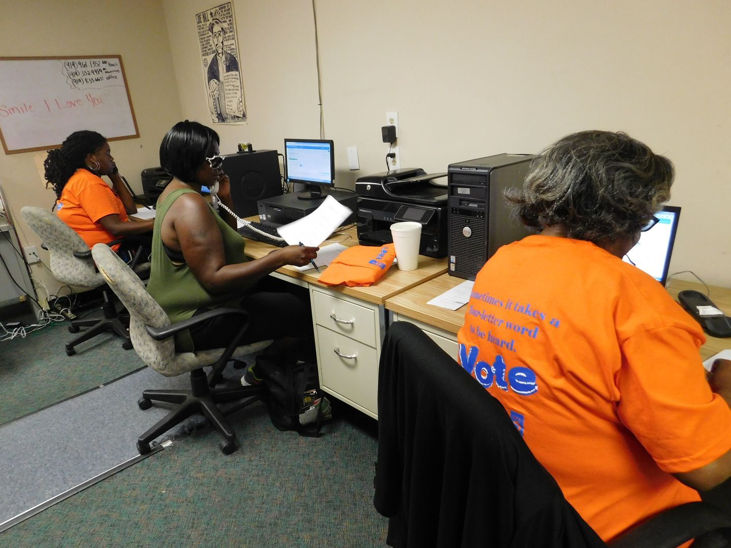 Get Out The Vote volunteers on the phones