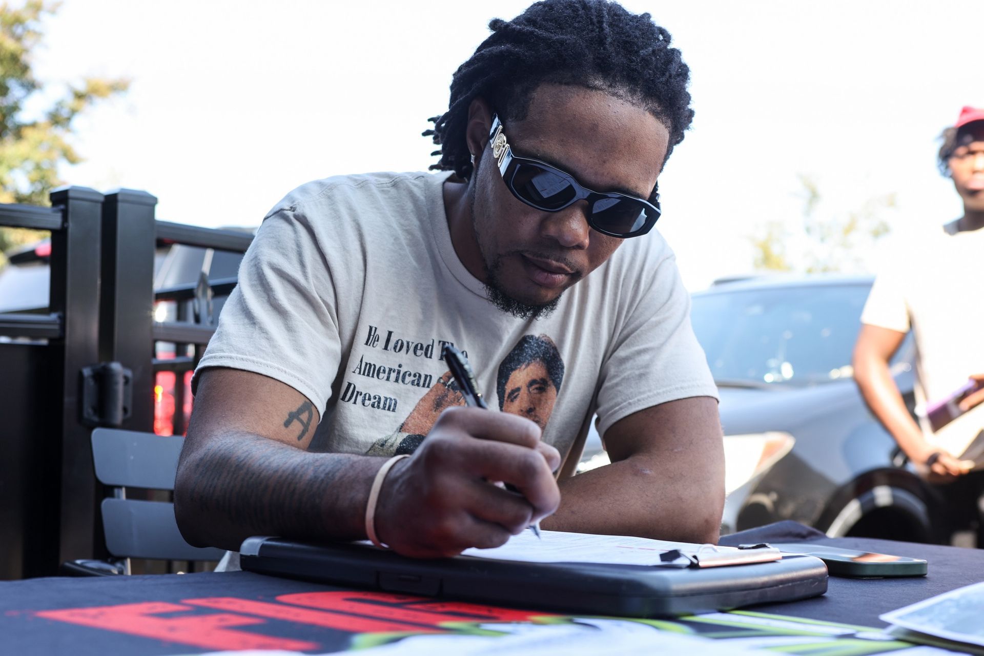 A man registering to vote