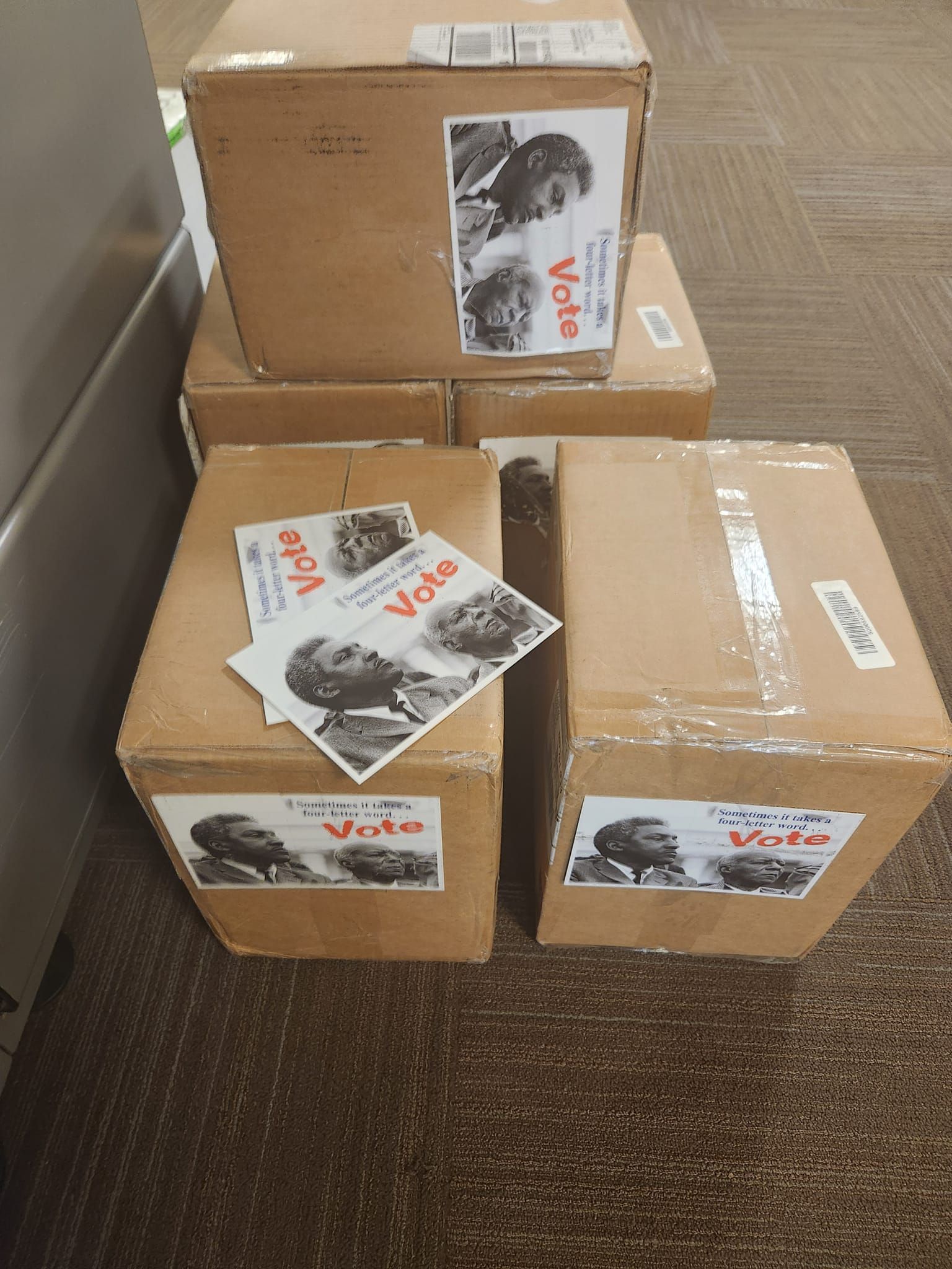 Boxes and boxes of printed mailers