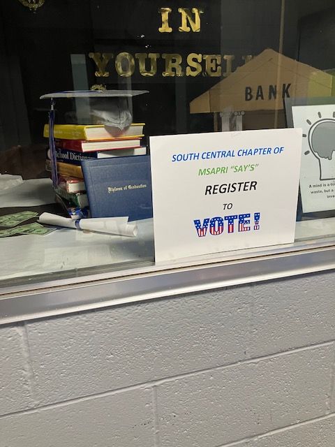 A register to vote sign in Mississippi