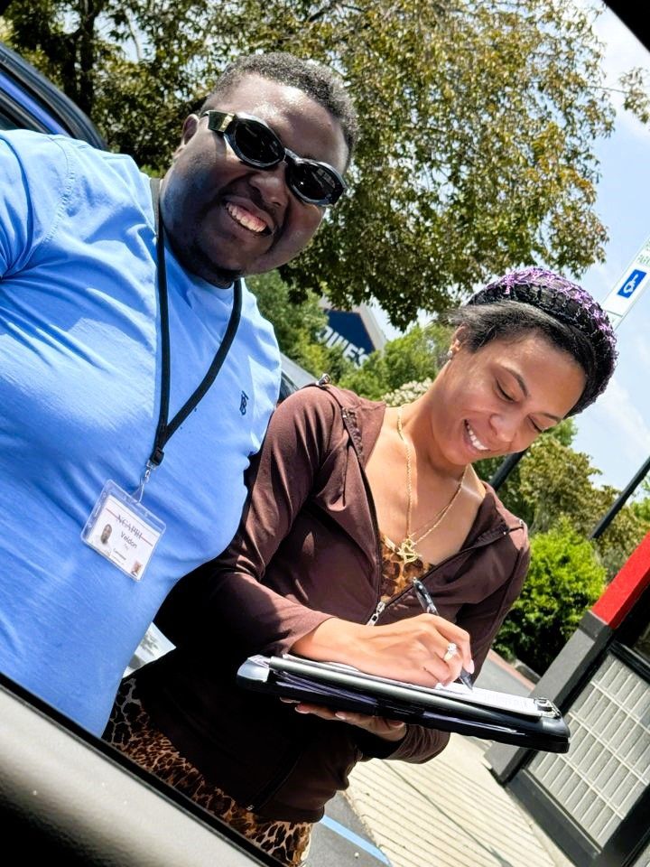 Cheerful voter registration volunteers in North Carolina