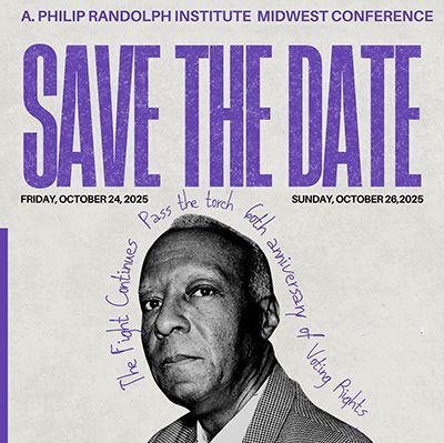 Save the date flyer with A Philip Randolph on it