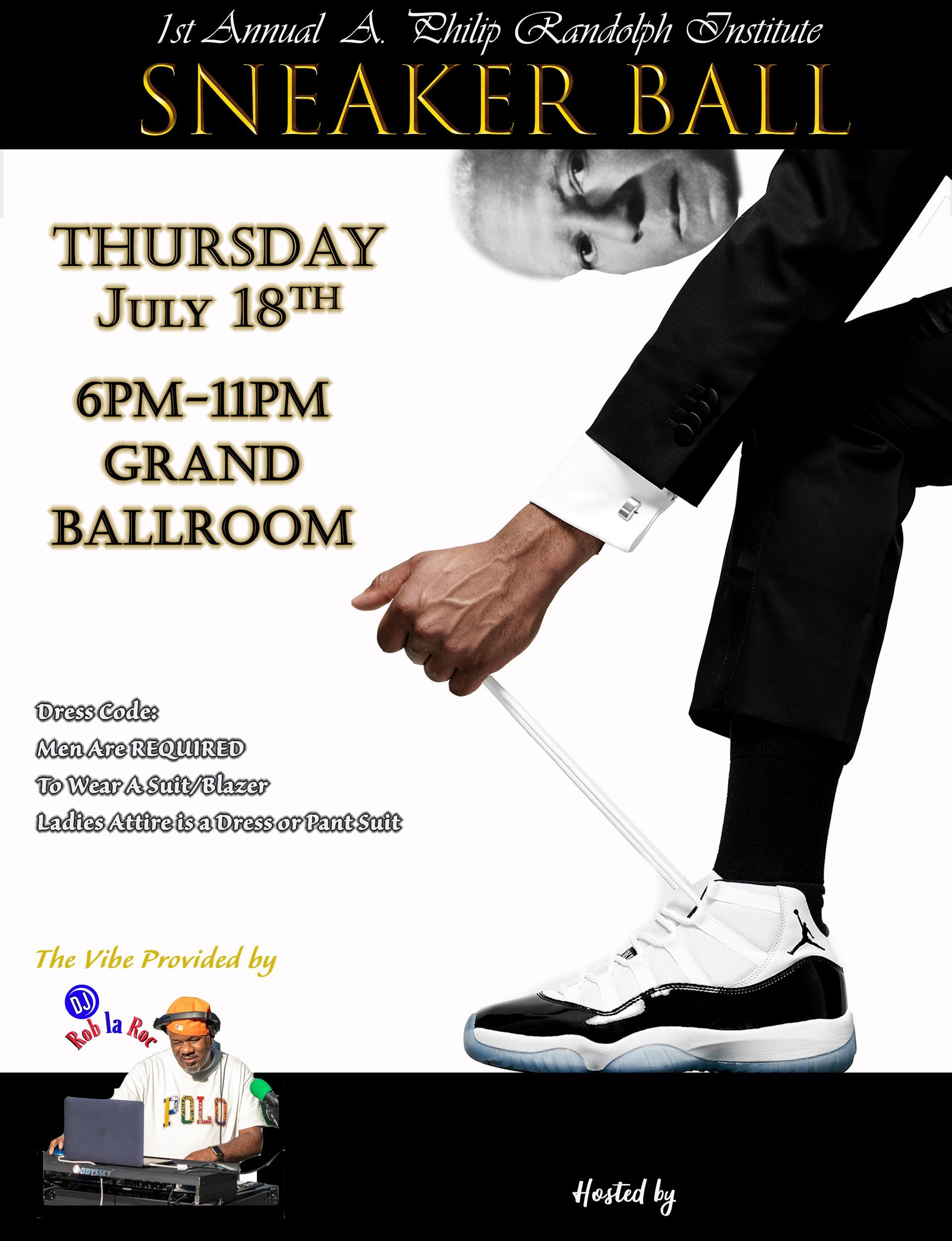 A poster for a sneaker ball on july 18th