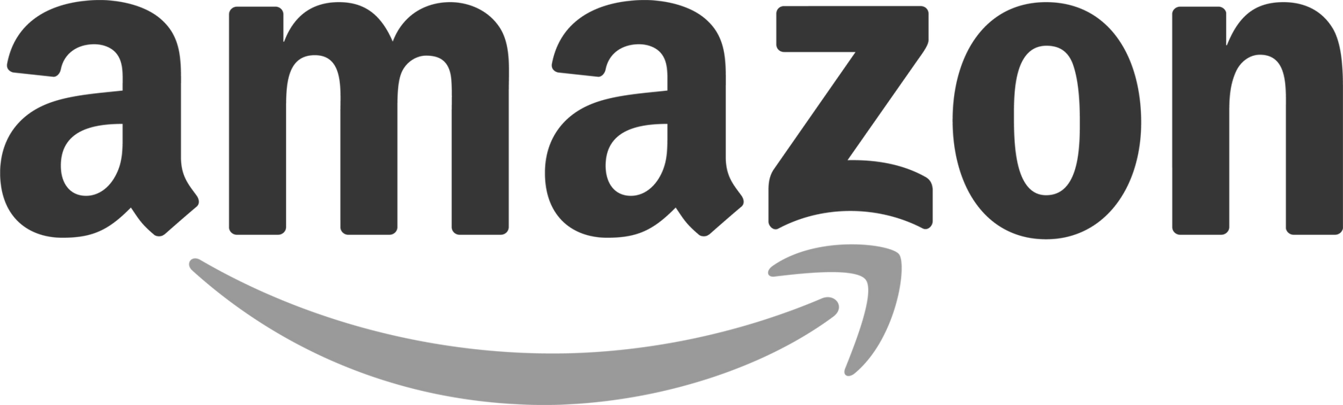 The amazon logo is black and white and has a smiling arrow.