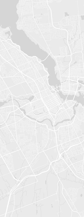 Une carte blanche d'une ville avec beaucoup de routes et de rues.
