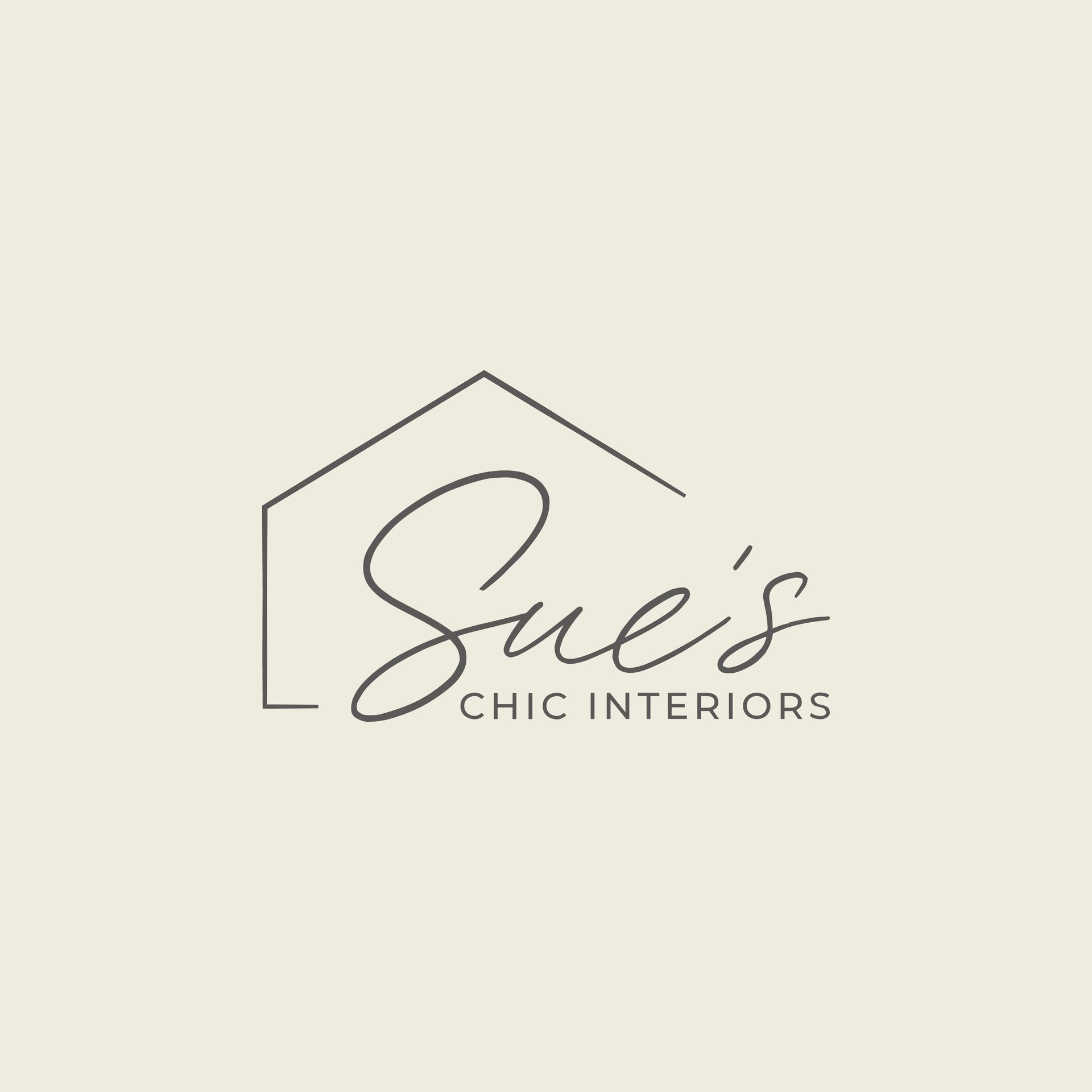 A logo for a company called sue 's chic interiors.