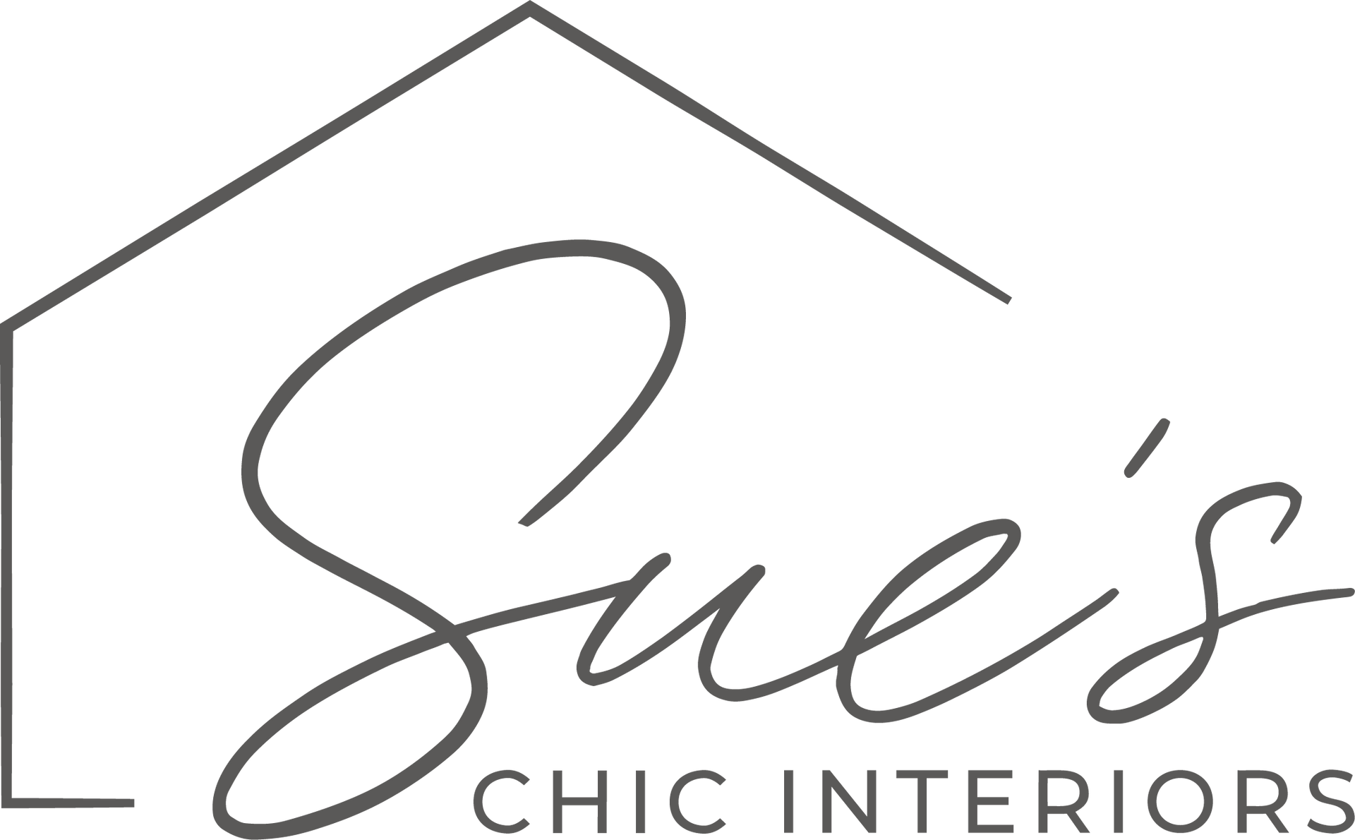 A black and white logo for sue 's chic interiors.