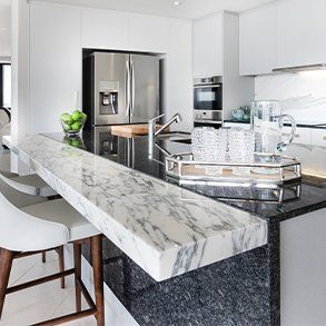 Marble Benchtop With  Black Granite— Marble & Granite In Coffs Harbour NSW