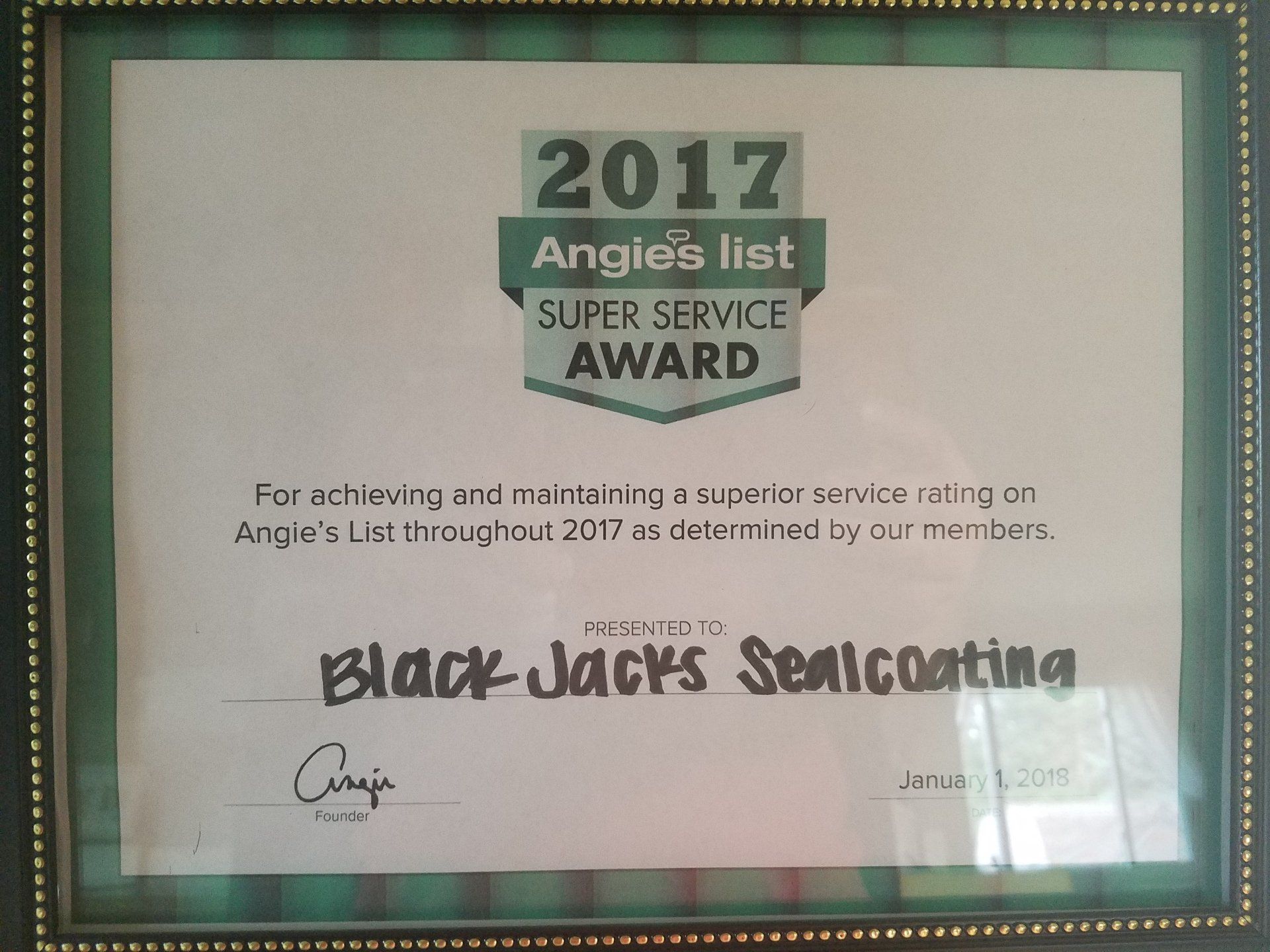 2017 Award — Anoka, MN — Black Jacks Sealcoating & Snow Removal Services