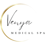 Venya Medical Spa logo with gold circle, script font text.