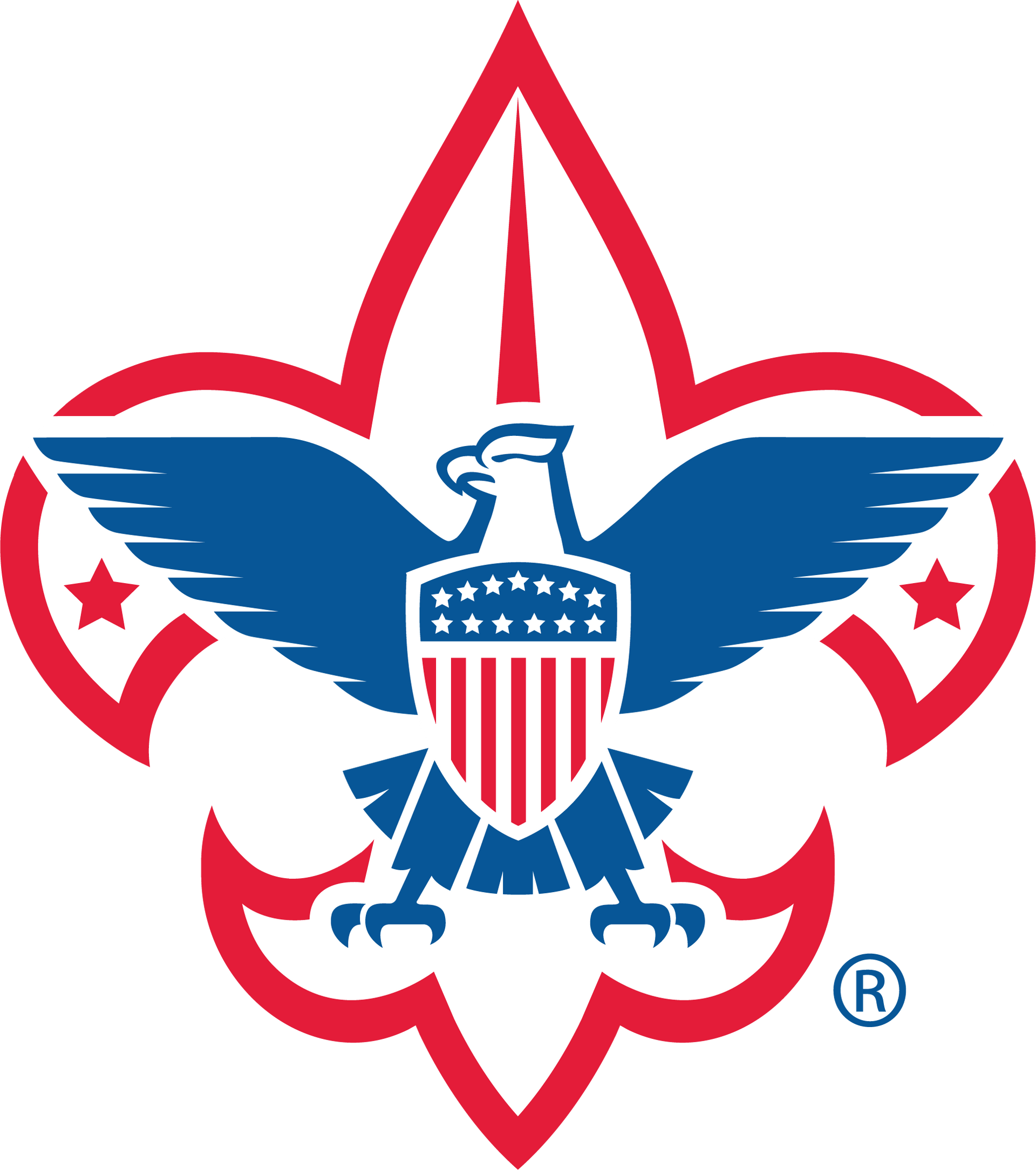 A boy scout logo with an eagle and a shield