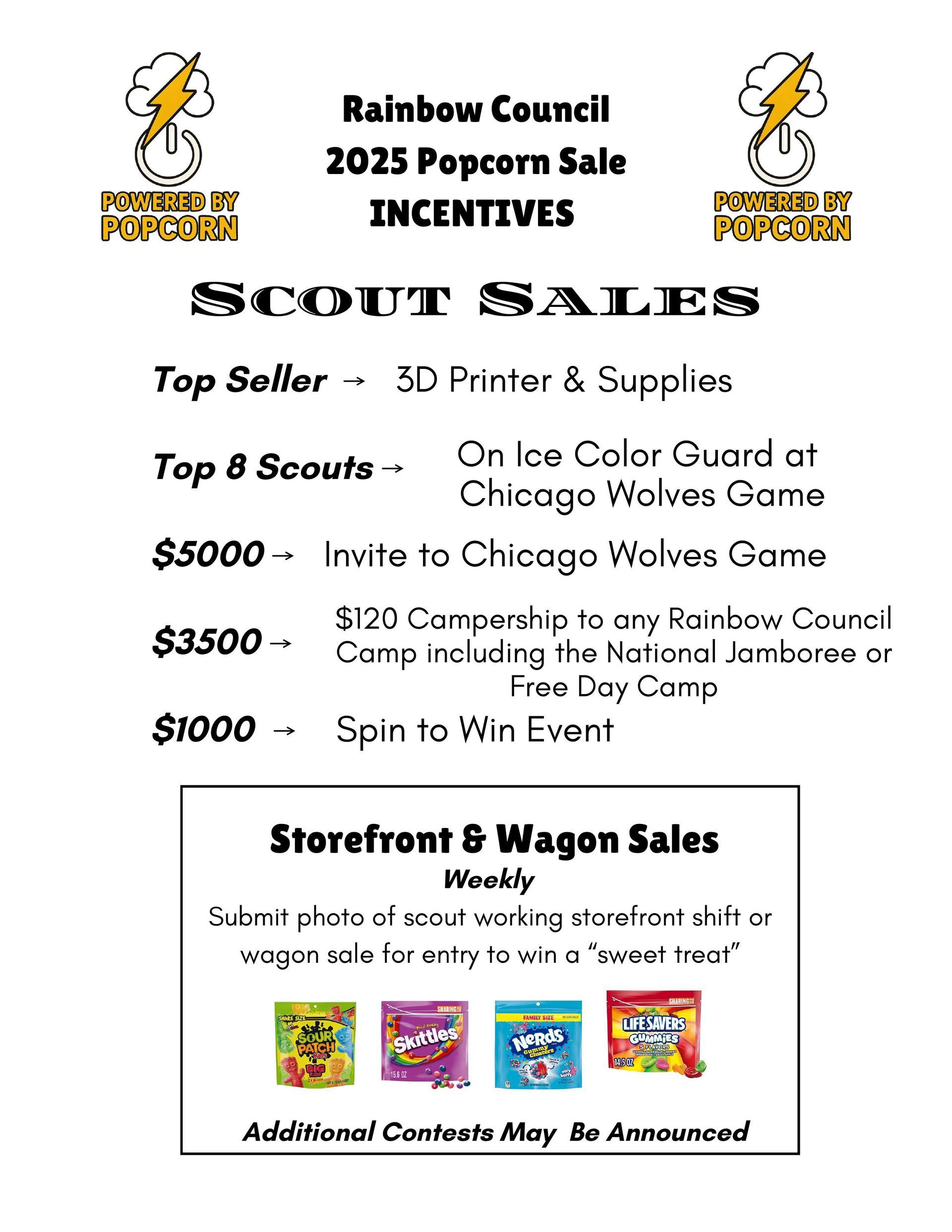 A poster for a scout sale with a lightning bolt on it.