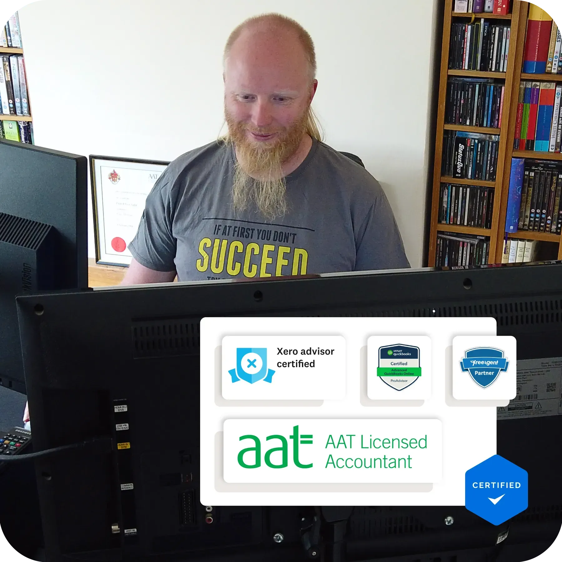 Pat van Aalst working in his office