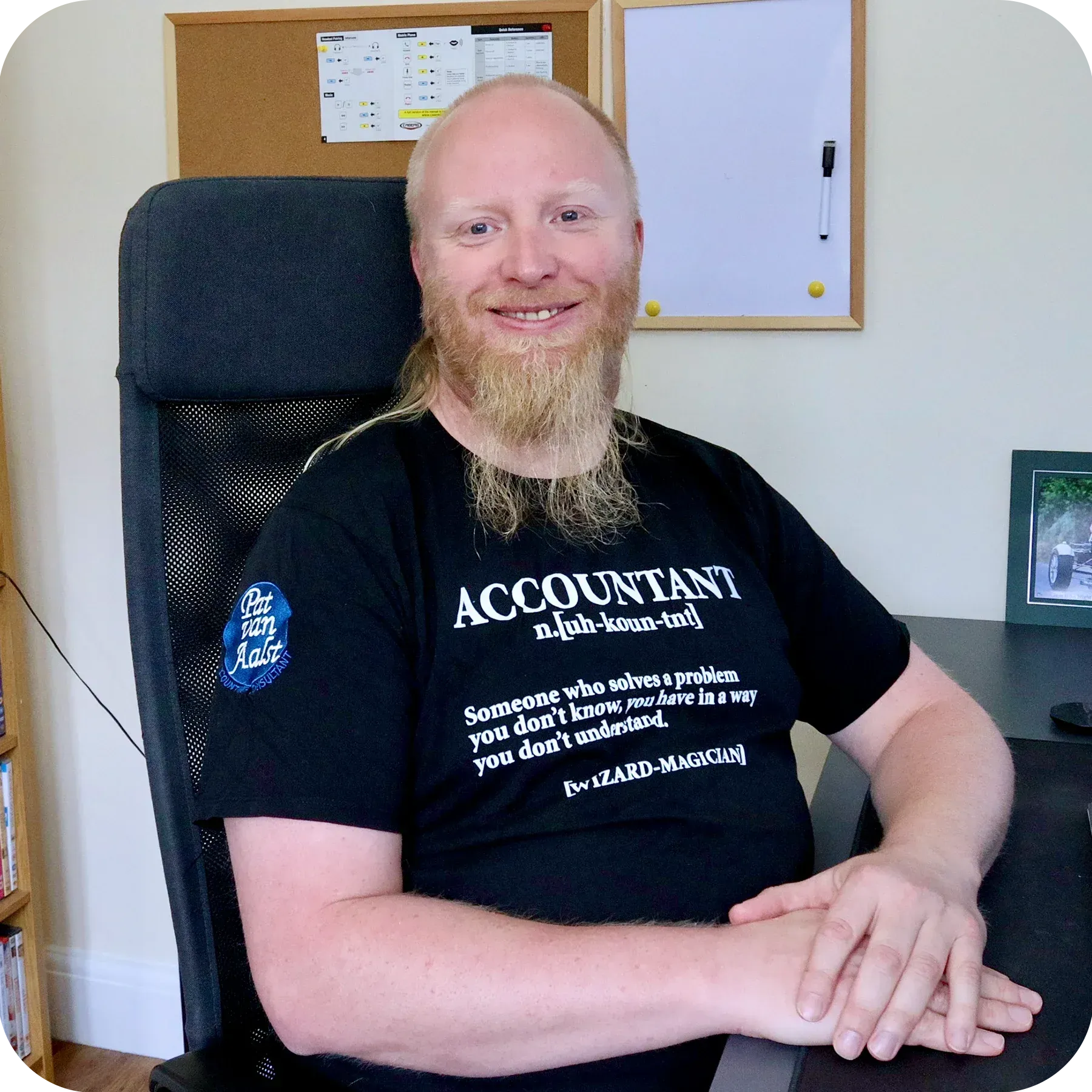 Pat van Aalst in his office