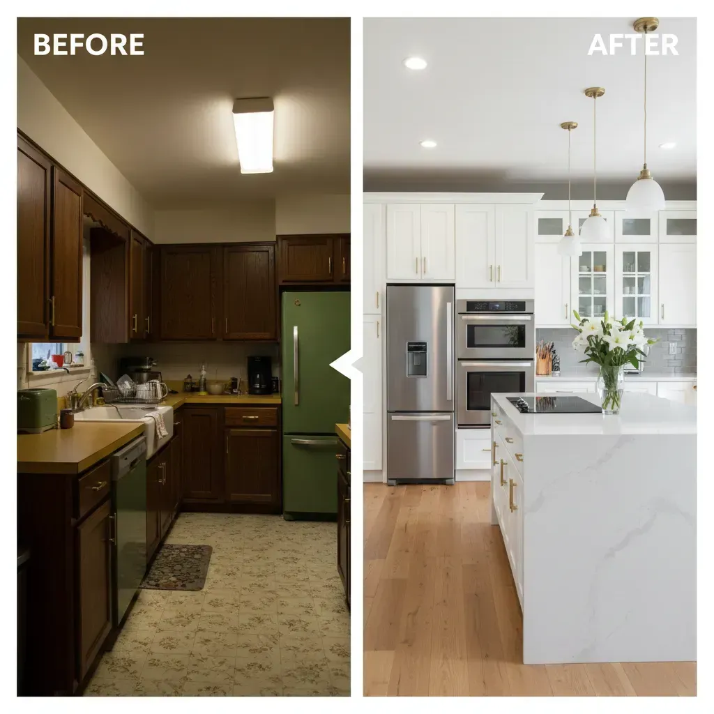 Before and after home remodeling project in Greensboro.