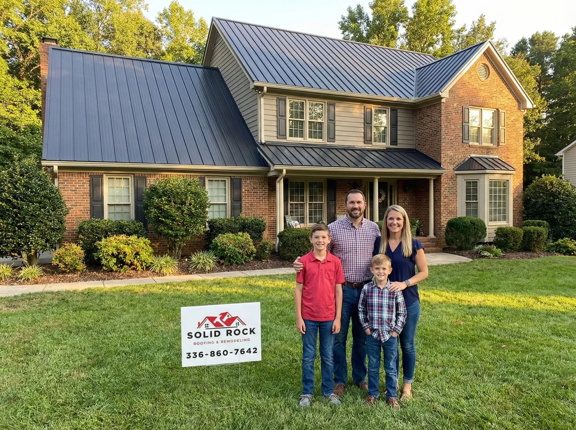 Satisfied Winston-Salem homeowners after working with top roofing companies Winston-Salem NC
