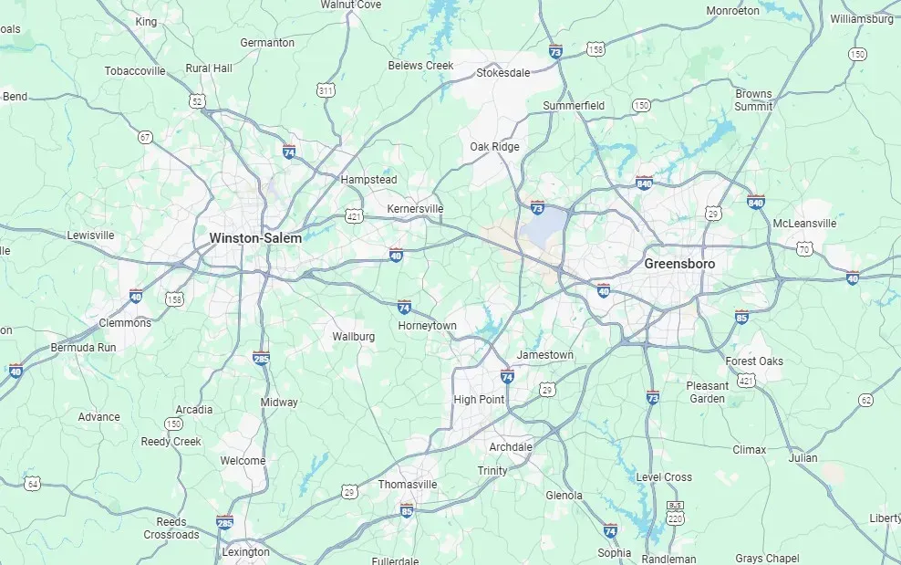 Roof repair service areas in the Triad NC