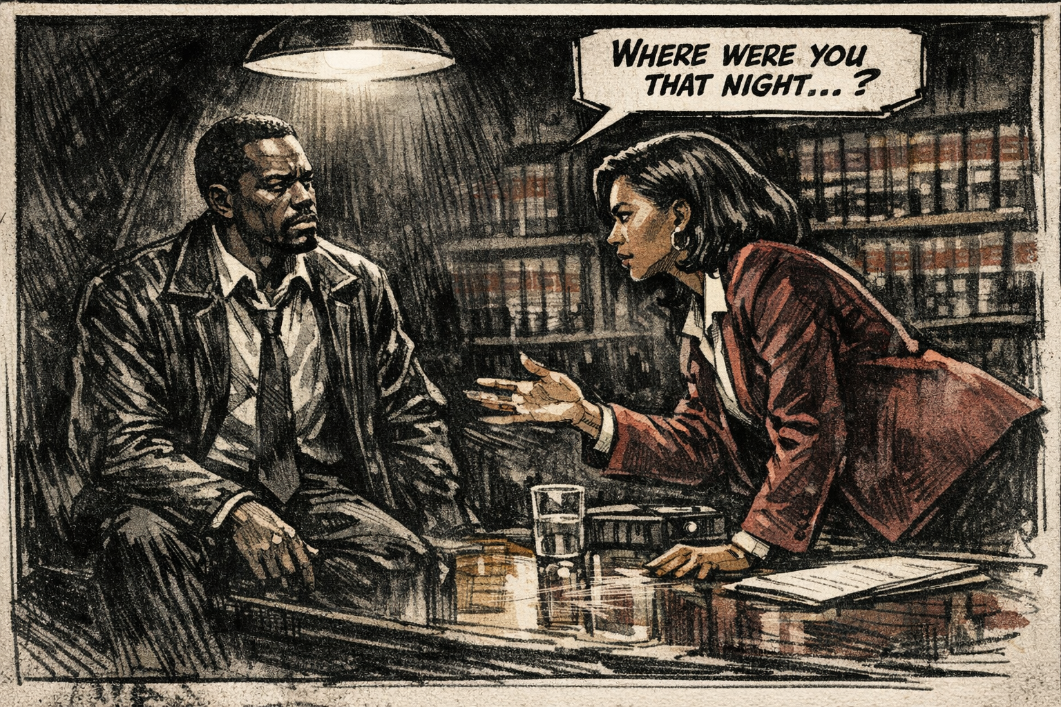 Indiana deposition image of a Black female questioning a Black male