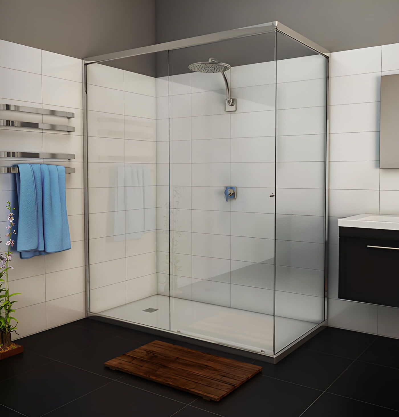 A Bathroom With A Sliding Glass Shower Door — All Hours Glass In Culburra Beach, NSW