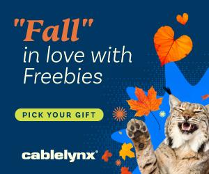 A lynx smiling, with leaves and a heart, next to text that says 