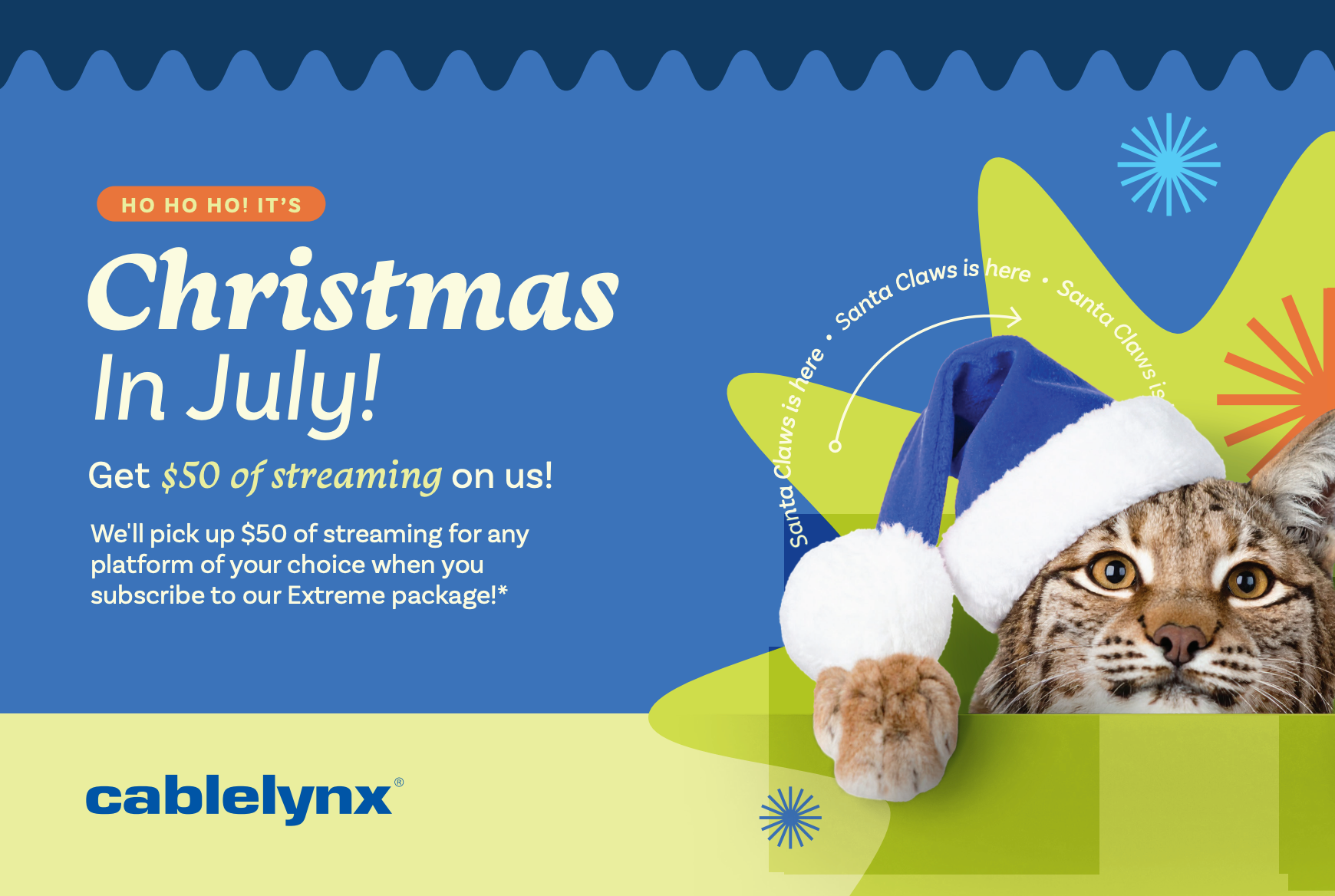 Christmas in July specials at Cablelynx Broadband