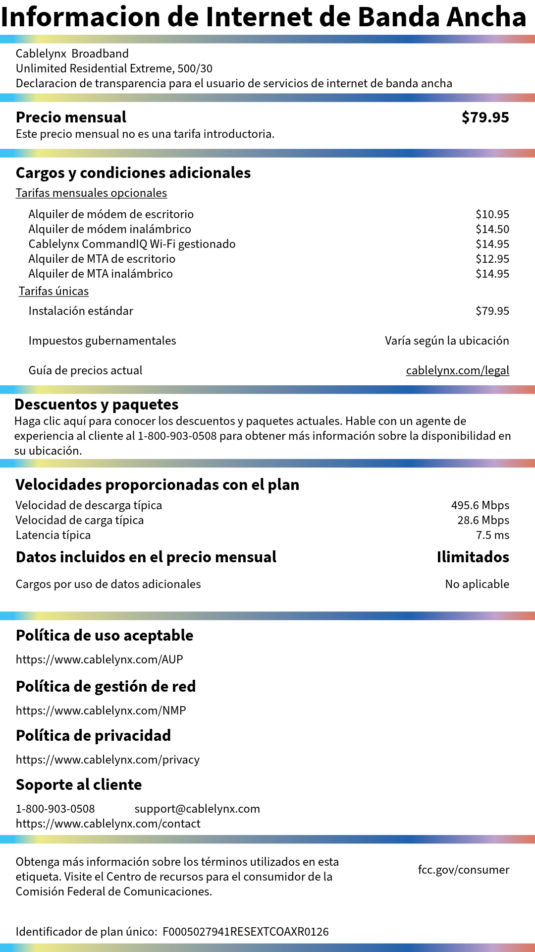 Informacion de Internet de Banda Ancha