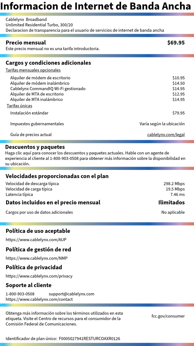 Informacion de Internet de Banda Ancha