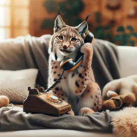 A Lynx on the phone representing Cablelynx Digital Phone services