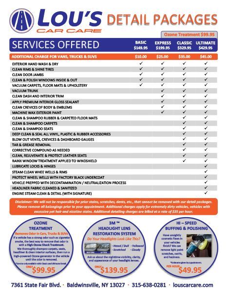 A list of lou 's car care services offered | Lou's Car Care Center