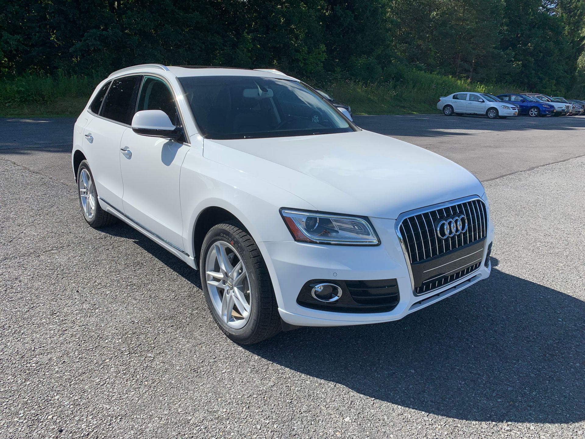 A white audi q5 is parked in a parking lot.  | Lou's Car Care Center, Inc.