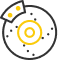 A drawing of a brake disc with a yellow circle in the middle. | Lou's Car Care Center