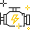 A picture of a car engine with a lightning bolt on it. | Lou's Car Care Center