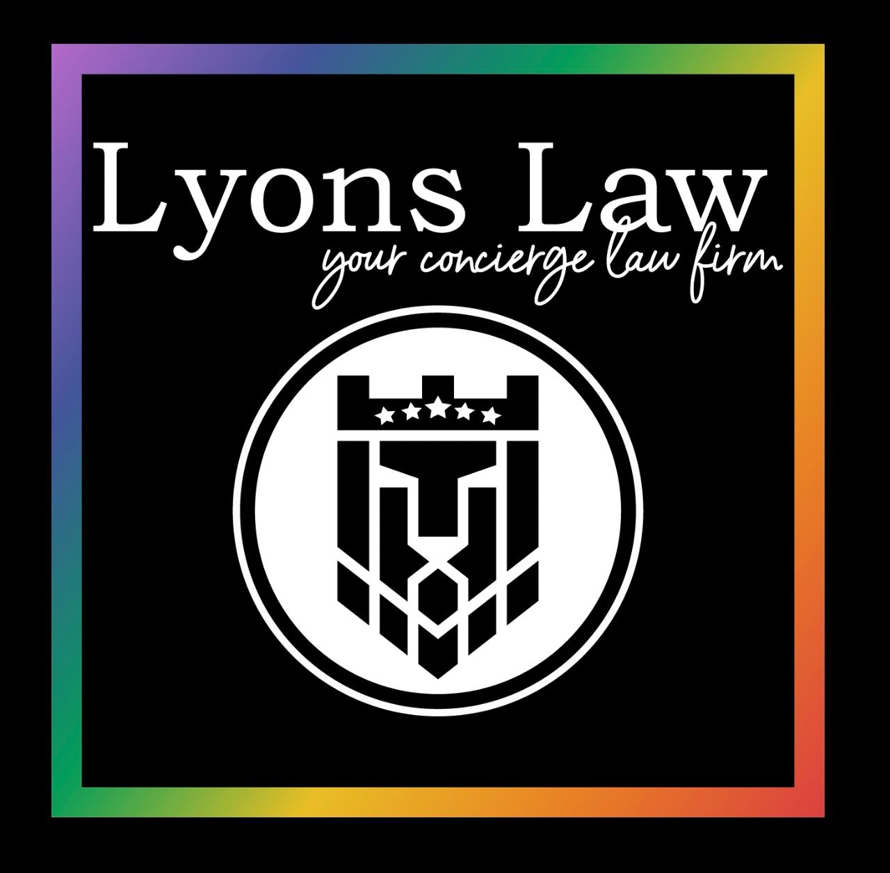 Lyons Law Rainbow Logo - Leigh Lyons Esq.
