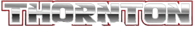 "THORNTON" in stylized, 3D silver letters with red outlining.