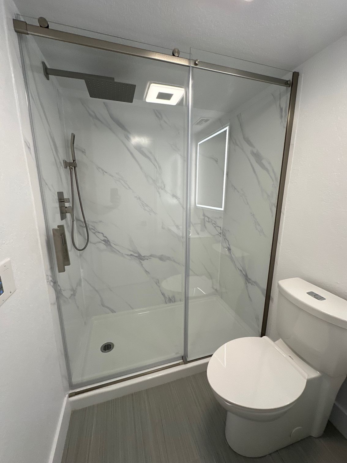 Modern bathroom with glass shower