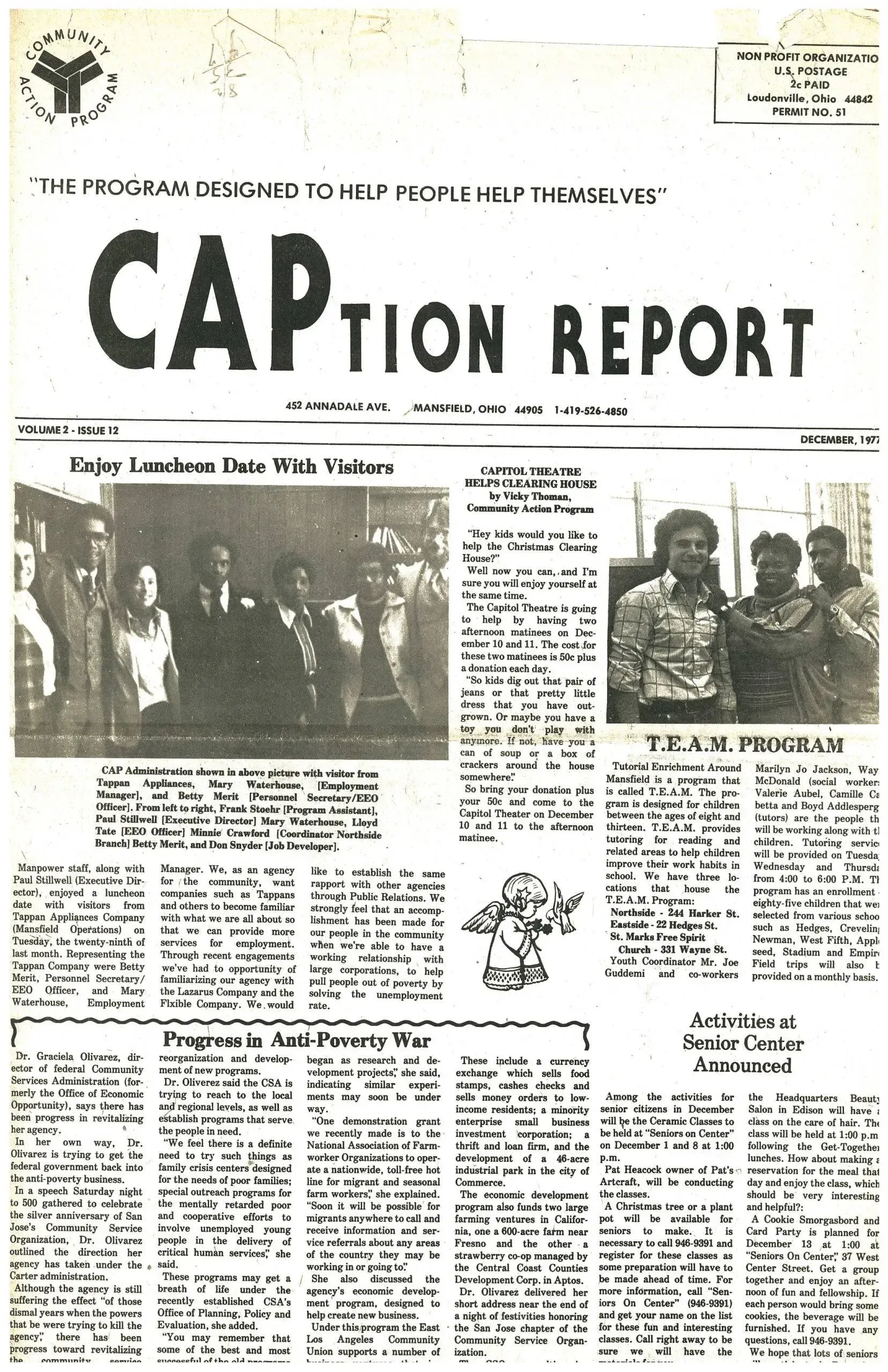 A black and white photo of a newspaper article titled caption report.