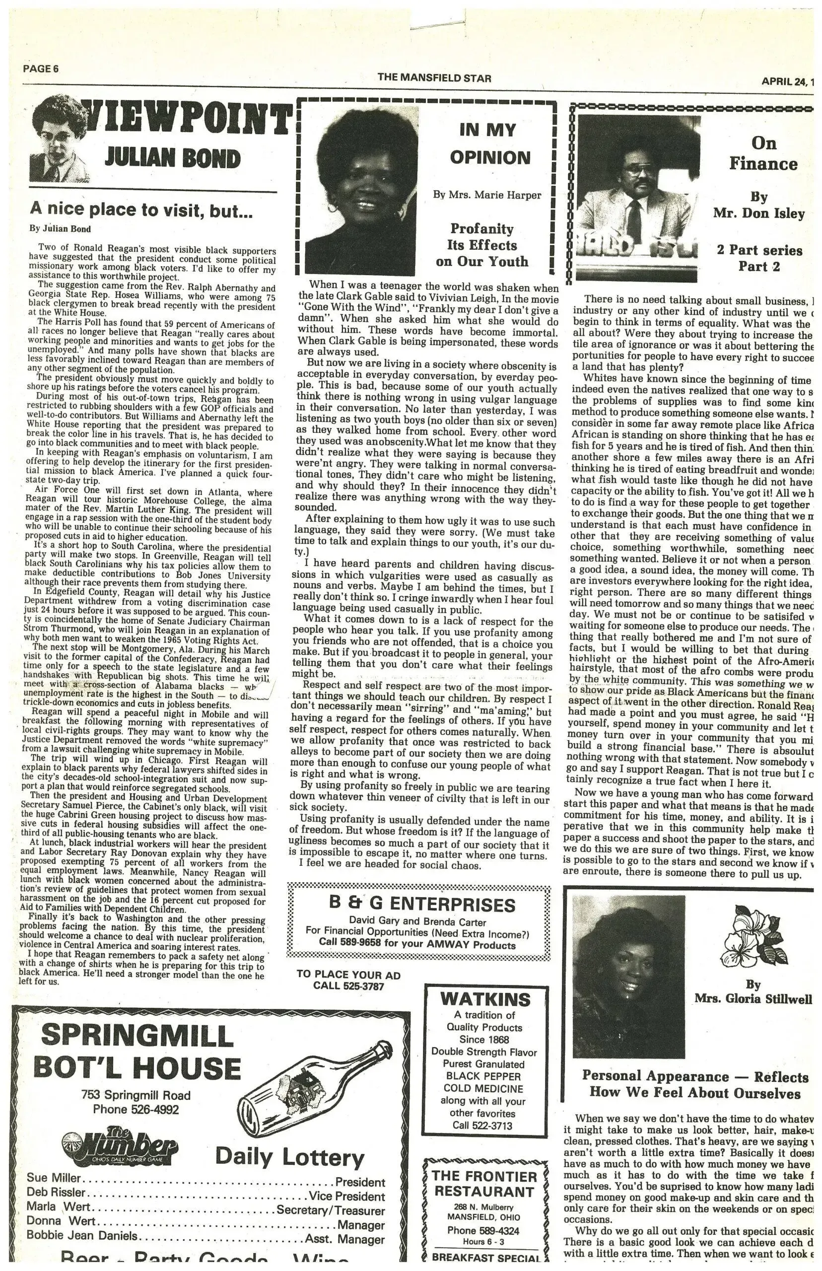 A black and white photo of a newspaper article.