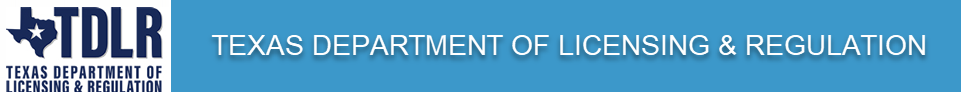 Texas Department of Licensing & Regulation logo on a blue background.