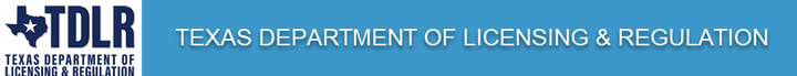 Texas Department of Licensing & Regulation logo on a blue background.