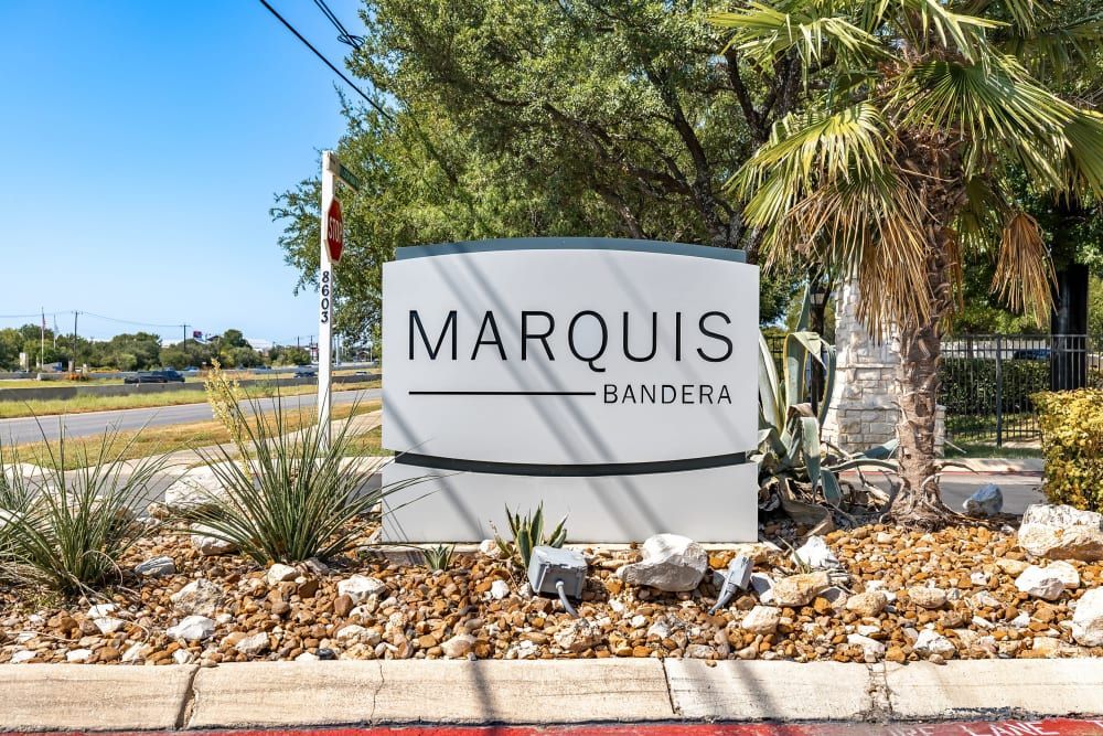 Community sign at Marquis Bandera in San Antonio, TX.