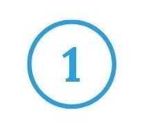 The number 1 is in a blue circle on a white background.